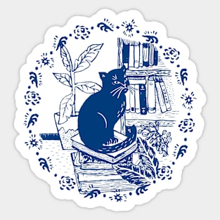 Blue Bibliocat Sticker